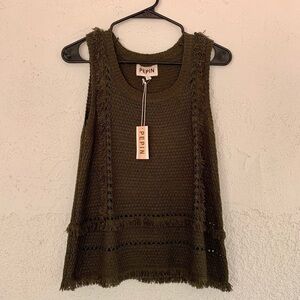 NWT Pepin Boho Festival Olive Green Woven Tank Top